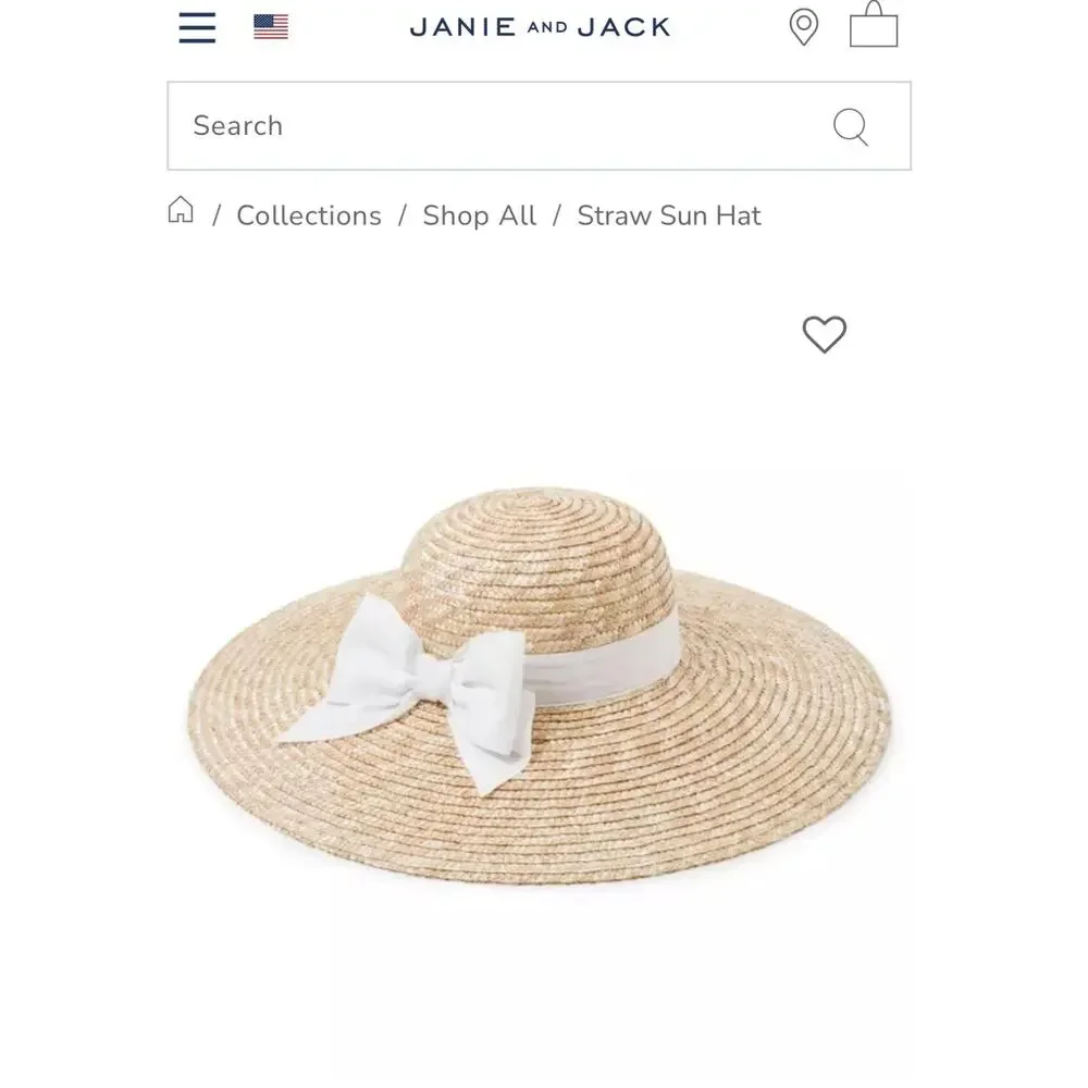 NWOT Janie and Jack Wide Brim Bow Straw Hat Infant 12-24 months - Picture 2 of 2